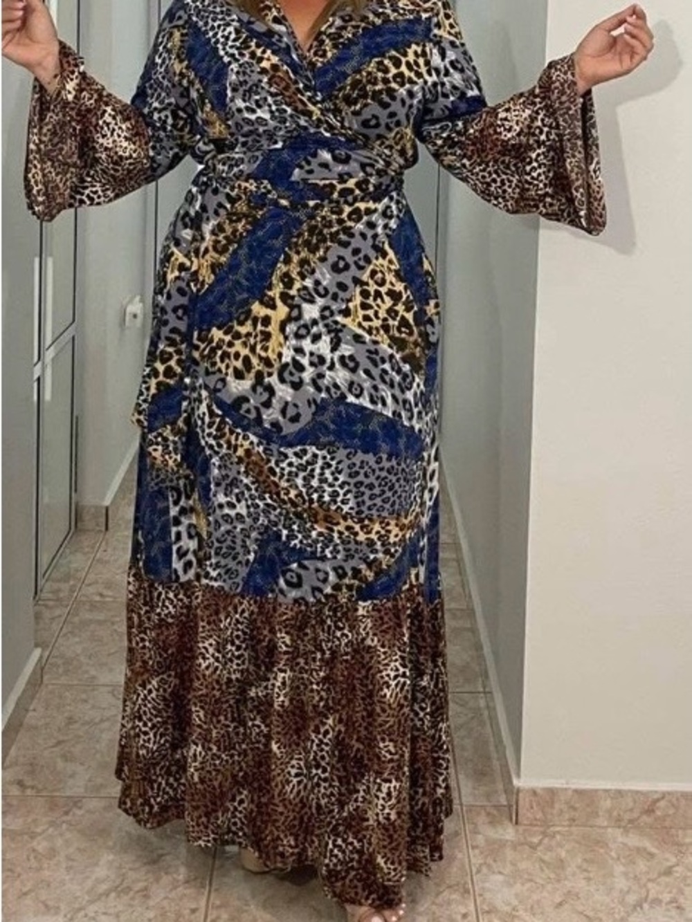 Karen-T Designs Animal Print Wrap Maxi Dress